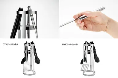 【DYKダイク】画像_02 吊下げ構造(左上)、ツールセットA(左下)、ツールセットB(右下)
