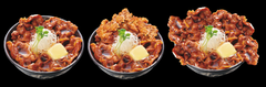 ※左から『北海道すた丼』『唐揚げ合盛り北海道すた丼』『“でっかいどう“すた丼』