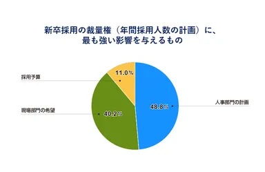 新卒採用の裁量権(年間採用人数の計画)に、最も強い影響を与えるもの
