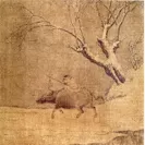 国宝　雪中帰牧図（右幅）李迪筆　中国・南宋時代