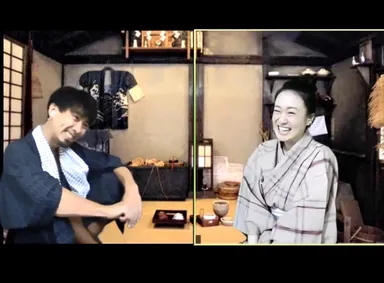 笑っている熊とカミさん(高橋、和田)