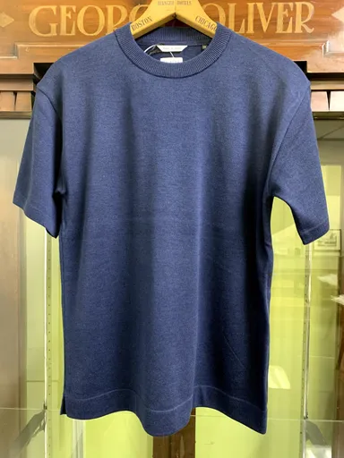 クルーネックプレーンニットTシャツ インディゴブルー ￥13,000(税別)