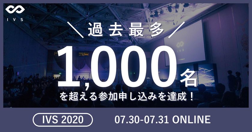 新体制で挑む国内最大級のスタートアップカンファレンスIVS2020
過去最多1,000人の参加申し込みを達成！