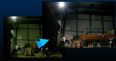 水銀灯(左)と「Solimina90」との明るさ比較