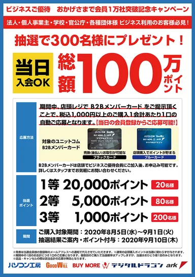 総額100万ポイント