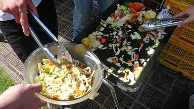 収穫した野菜でBBQ