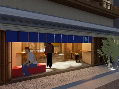 店舗寄り付き夜景