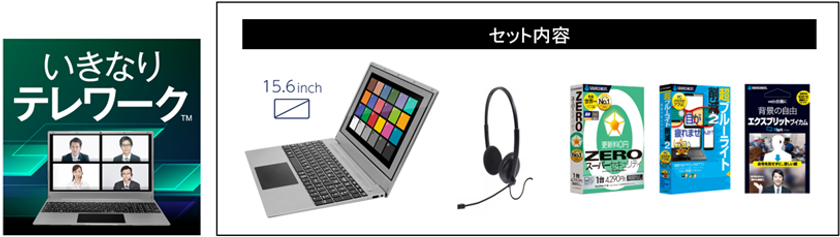 テレワークの必需品が一気に揃う
ノートパソコンセット【いきなりテレワークTM】
9月3日（木）新発売