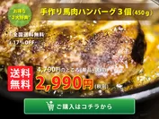 馬肉ハンバーグ3個セット｜全国送料無料