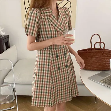 Aラインチェック柄ワンピース(定番クッキー)