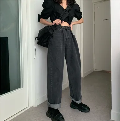 ハイウエストデニムパンツ(ダブルチョコクッキー)