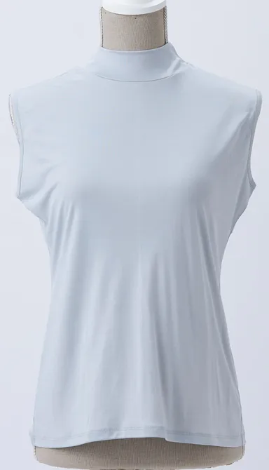 モックネックノースリーブシャツ グレー