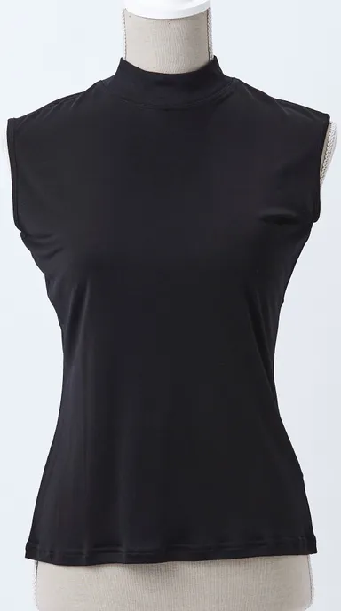 モックネックノースリーブシャツ 黒