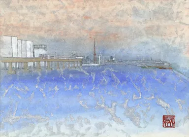 東京タワー、モノレールと海の風景