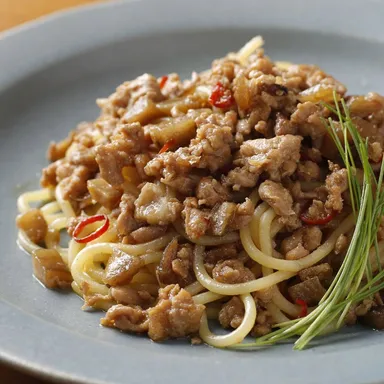 岩手県産みちのく清流味わいどりとごぼうの和風ペペロンチーノ＆スパゲッティ