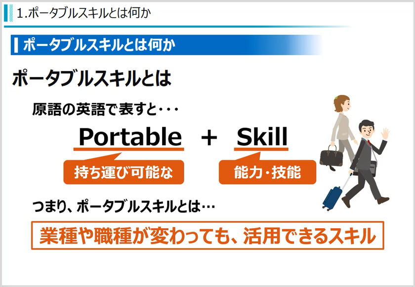 eラーニング「ポータブルスキル講座」リリース　
ポータブルスキルの全容と向上方法を学べます