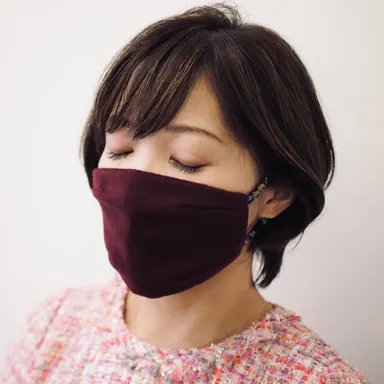 カシミヤ＆シルクマスク　ボルドー2