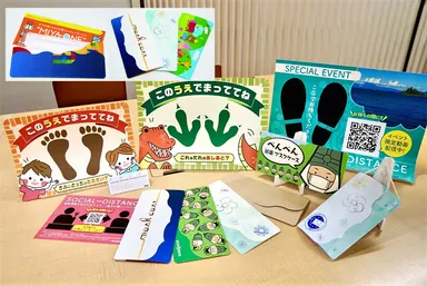 仕掛けを施したディスタンスステッカーやDM活用もできる抗菌マスクケース