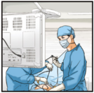 日帰り腹腔鏡手術2：モニターを見ながらの操作になるので大きな開腹は不要