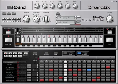 『TR-606 ソフトウェア・リズム・コンポーザー』の画面イメージ