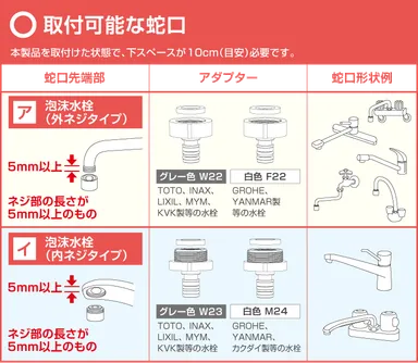 取付け可能な蛇口