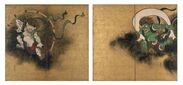 重要文化財　風神雷神図屏風　尾形光琳筆　江戸時代・18世紀　東京国立博物館蔵