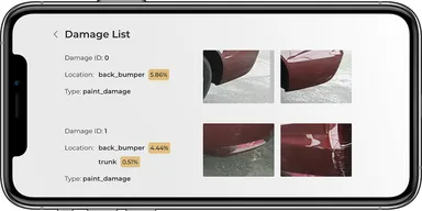 アプリで撮影、損傷認識と検査結果表示