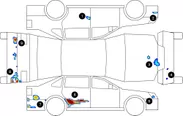損傷箇所を表した車両展開図の自動作成