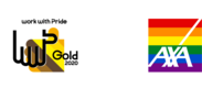「PRIDE指標」「ゴールド」認定ロゴマーク／アクサ　プライドロゴ