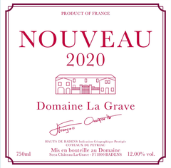 ラ・グラーヴ・ヌーヴォー 赤 2020　ラベル
