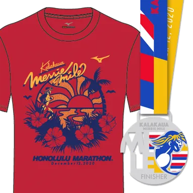 カラカウアメリーマイル参加記念Tシャツ・完走メダル