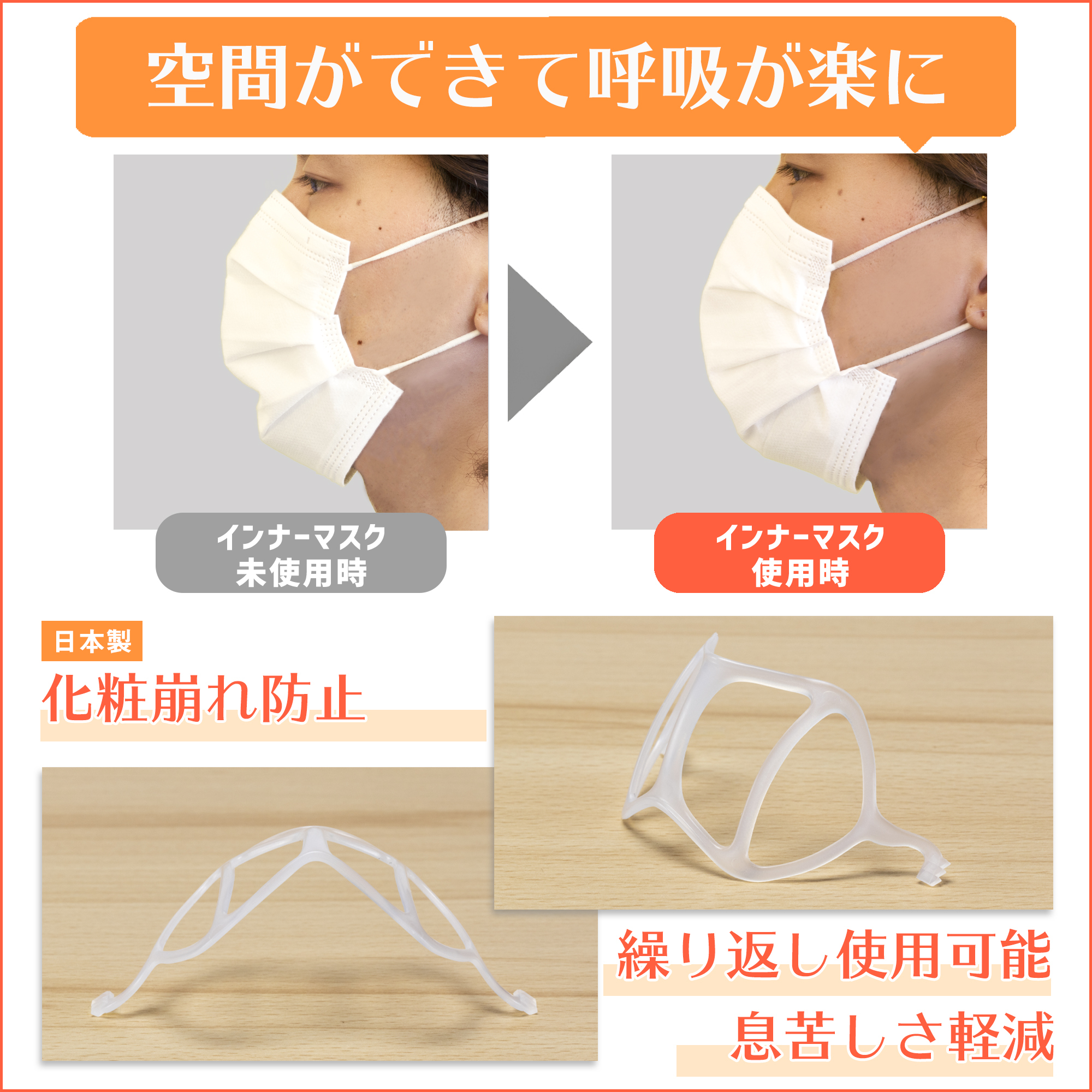 マスクの使い心地が劇的に変わる、立体インナーマスク快適フレームが11