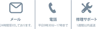 メール、電話、修理サポートをすべて国内でおこなっています