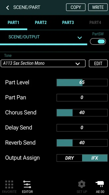 専用アプリ『Aerophone Pro Editor』の画面イメージ。音の編集が可能