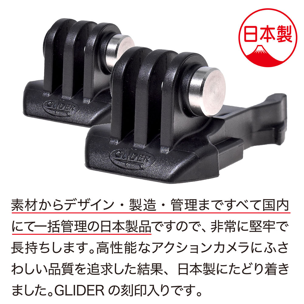 GoPro用の日本製マウント部品4種類を12月15日に発売～アクションカメラの高機能化に伴う重量増に対して、日本製だからできる精度と強度と信頼性を実現～｜株式会社メイジエ  GLIDER事業部のプレスリリース