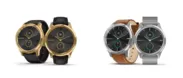 vivomove Luxe 24K Gold Black Embossed Leather +band(Black Silicone)、vivomove Luxe Silver Milanese +band(Tan Italian Silver Leather)