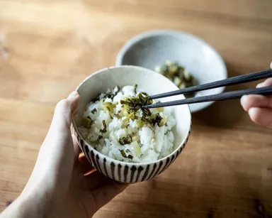 ご飯と源助かぶ菜漬け