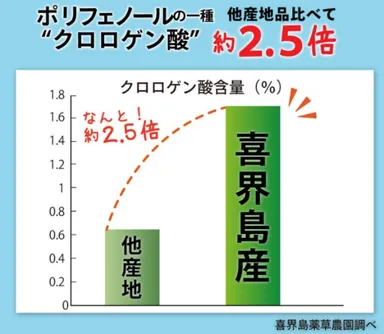 クロロゲン酸含有量が他産地の2.5倍