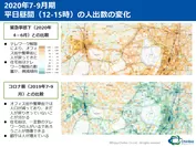 緊急事態宣言下(2020年4-6月)および新型コロナ以前(2019年7-9月)とあさひる統計最新バージョン(2020年7-9月)の東京都心部の昼間人口の比較