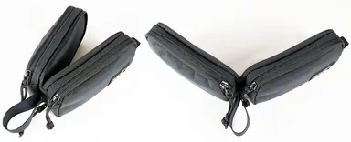 ファスナーを開くと半分の薄さに