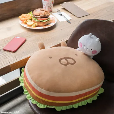 B賞：うさまる もぐもぐバーガークッション(イメージ)