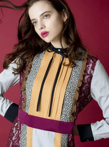 パッチワークフリルワンピース