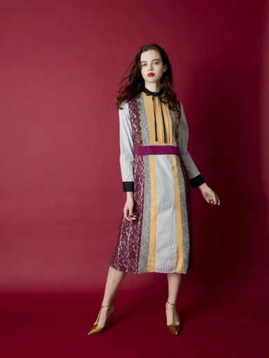 パッチワークフリルワンピース