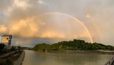 7月20日　球磨川にかかる二重の虹