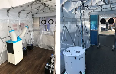 室内にスポットクーラーなどの設置も可能