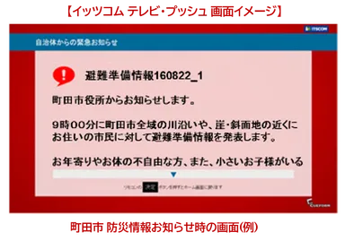 防災情報お知らせ時の画面