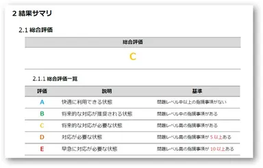 診断レポートのサンプル