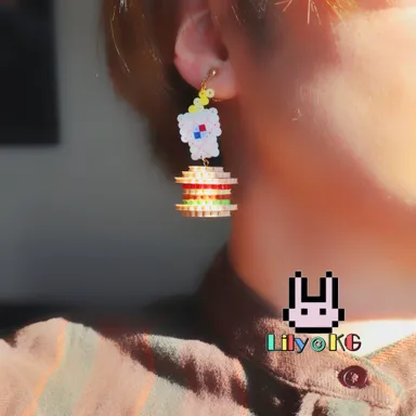 ハンバーガーイヤリング(着画)