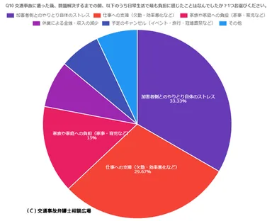 交通事故に遭った後、問題解決するまでの間、負担に感じたこと