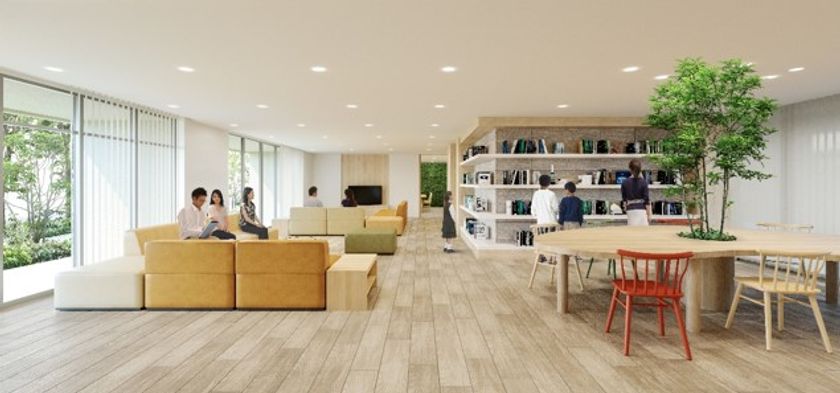 「ローレルスクエアOSAKA LINK」
第２のリビングとして利用できるラウンジや
個室型テレワークスペースなど
多様な施設がつながる共用空間「リンコム」を
マンション共用部に設置